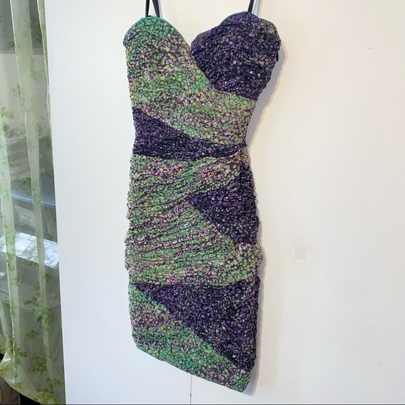 💔SOLD VIA DEPOP 💔BCBGMAXAZRIA Pastel Mini Dress Strapless SIZE 0 - Picture 4 of 6